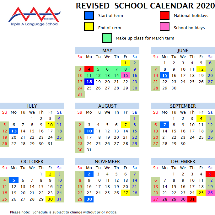 school-calendar-group-lesson-full-time-intensive-thai-course